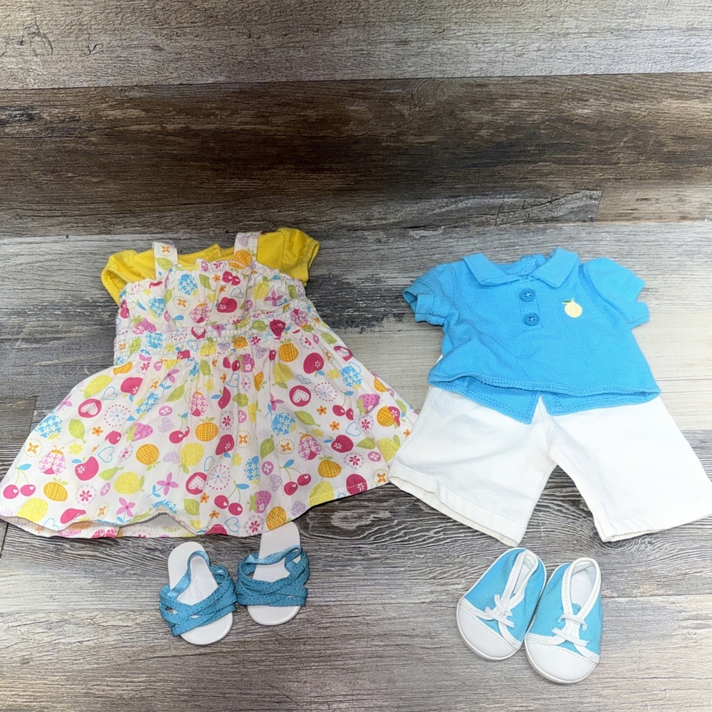 American Girl Bitty Twins 2013 Girl's Fresh Picked Sundress Sandals Outfit *Rare